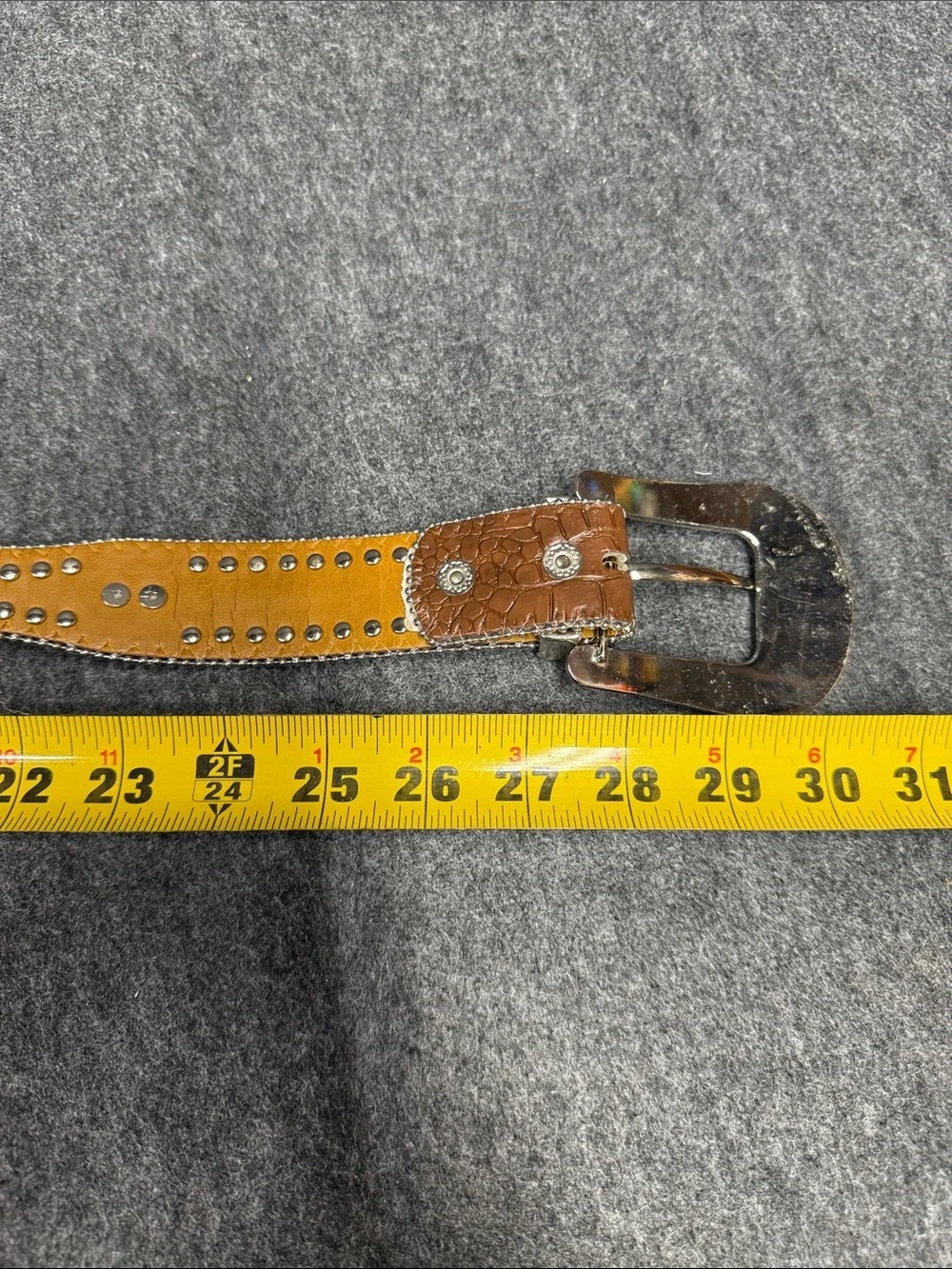 Nocona Tan Leather Studded Western Belt
